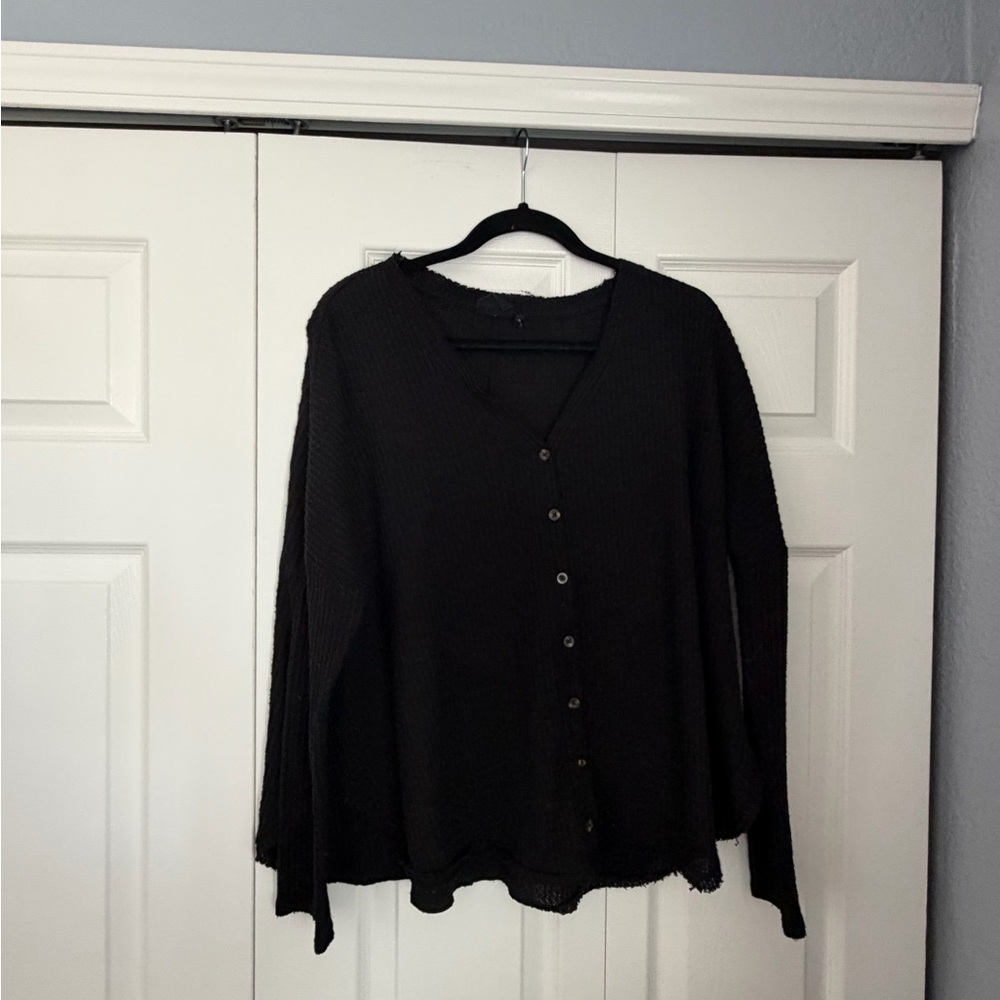 Women's Black Button-Up style long sleeve shirt